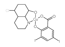 Copper,(5-chloro-8-quinolinolato-N1,O8)(2-hydroxy-3,5-diiodobenzoato-O1,O2)- (9CI) Structure