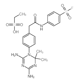 Ethanesulfonic acid, compd. with 4-[[4- (4, 6-diamino-2,2-dimethyl-1,3, 5-triazin-1(2H)-yl)phenyl]acetyl]amino]benzenesulfonyl fluoride (1:1)结构式