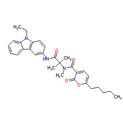 2H-Pyran-3-carboxamide,N-[2-[(9-ethyl-9H-carbazol-3-yl)amino]-1,1-dimethyl-2-oxoethyl]-N-methyl-2-oxo-6-pentyl-(9CI) Structure