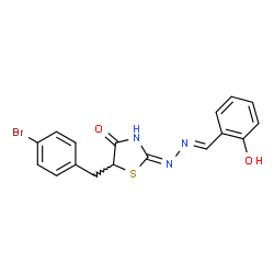 2-hydroxybenzaldehyde [5-(4-bromobenzyl)-4-oxo-1,3-thiazolidin-2-ylidene]hydrazone结构式