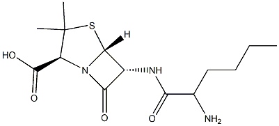 6α-[(2-Amino-1-oxohexyl)amino]penicillanic acid结构式