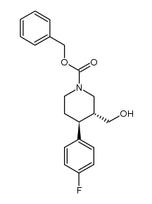 (3R,4S)-(+)-N-benzyloxycarbonyl-4-(4'-fluorophenyl)-3-hydroxymethylpiperidine结构式