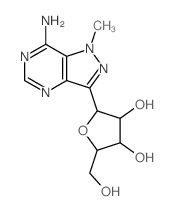 1H-Pyrazolo[4,3-d]pyrimidin-7-amine, 1-methyl-3-.beta.-D-ribofuranosyl-结构式