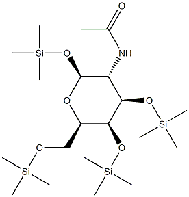 2-Acetylamino-1-O,3-O,4-O,6-O-tetrakis(trimethylsilyl)-2-deoxy-β-D-galactopyranose结构式