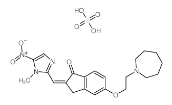 5-[2-(azepan-1-yl)ethoxy]-2-[(1-methyl-5-nitro-imidazol-2-yl)methylidene]-3H-inden-1-one; sulfuric acid Structure