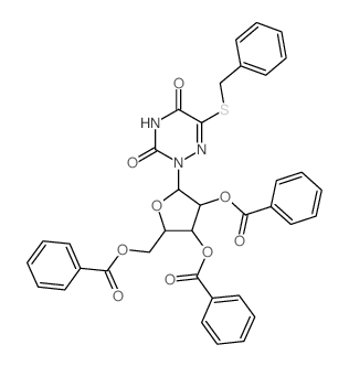 [3,4-dibenzoyloxy-5-(6-benzylsulfanyl-3,5-dioxo-1,2,4-triazin-2-yl)oxolan-2-yl]methyl benzoate structure