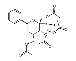 O1,O3,O5,O6-tetraacetyl-O2,O4-((S)-benzylidene)-D-glucitol结构式