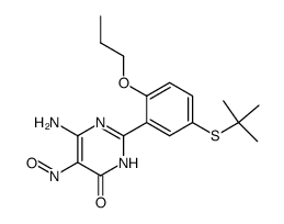 6-amino-2-(5-tert-butylsulfanyl-2-propoxy-phenyl)-5-nitroso-3H-pyrimidin-4-one结构式