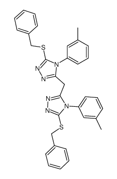 5,5'-bis-benzylsulfanyl-4,4'-di-m-tolyl-4H,4'H-3,3'-methanediyl-bis-[1,2,4]triazole Structure