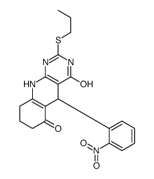 5-(2-nitrophenyl)-2-propylsulfanyl-1,5,7,8,9,10-hexahydropyrimido[4,5-b]quinoline-4,6-dione结构式