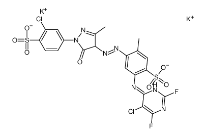 dipotassium,2-[(5-chloro-2,6-difluoropyrimidin-4-yl)amino]-4-[[1-(3-chloro-4-sulfonatophenyl)-3-methyl-5-oxo-4H-pyrazol-4-yl]diazenyl]-5-methylbenzenesulfonate Structure