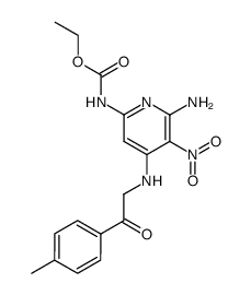 ethyl (6-amino-5-nitro-4-((2-oxo-2-(p-tolyl)ethyl)amino)pyridin-2-yl)carbamate结构式