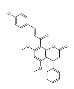 5,7-Dimethoxy-8-[(E)-3-(4-methoxy-phenyl)-acryloyl]-4-phenyl-chroman-2-one结构式