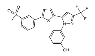 3-(5-(5-(3-(methylsulfonyl)phenyl)thiophen-2-yl)-3-(trifluoromethyl)-1H-pyrazol-1-yl)phenol Structure