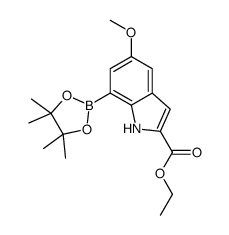 ethyl 5-methoxy-7-(4,4,5,5-tetramethyl-1,3,2-dioxaborolan-2-yl)-1H-indole-2-carboxylate结构式
