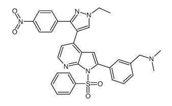 1-(3-{4-[1-Ethyl-3-(4-nitrophenyl)-1H-pyrazol-4-yl]-1-(phenylsulf onyl)-1H-pyrrolo[2,3-b]pyridin-2-yl}phenyl)-N,N-dimethylmethanami ne结构式