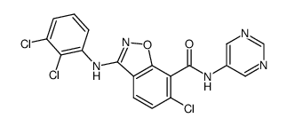 6-chloro-3-(2,3-dichlorophenylamino)-N-(pyrimidin-5-yl)benzo[d]isoxazole-7-carboxamide结构式