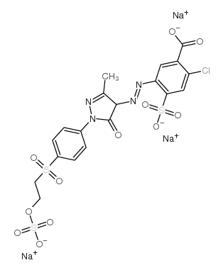 trisodium 2-chloro-5-[[4,5-dihydro-3-methyl-5-oxo-1-[4-[[2-(sulphonatooxy)ethyl]sulphonyl]phenyl]-1H-pyrazol-4-yl]azo]-4-sulphonatobenzoate Structure