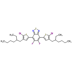 5,6-difluoro-4,7-bis-(5-bromo-4-(2-ethylhexyl)-2-thienyl)-2,1,3-benzothiadiazole structure