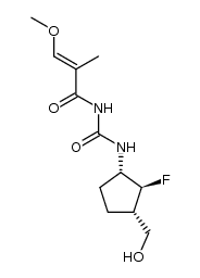 N-[(1'β,4'β,6'α)-6'-fluoro-4'-(hydroxymethyl)cyclopentylaminocarbonyl]-3-methoxy-2-methylprop-2-enamide Structure