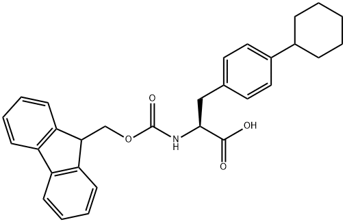 (S)-2-((((9H-Fluoren-9-yl)methoxy)carbonyl)amino)-3-(4-cyclohexylphenyl)propanoic acid structure