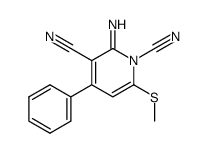 2-Imino-6-methylthio-4-phenyl-1,2-dihydropyridin-1,3-dicarbonitril结构式