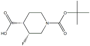 顺式-1-(叔丁氧基羰基)-3-氟哌啶-4-羧酸结构式