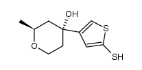 (2S,4R)-4-hydroxy-4-(2-mercaptothien-4-yl)-2-methyltetrahydropyran结构式