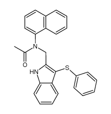 N-(naphthalen-1-yl)-N-((3-(phenylthio)-1H-indol-2-yl)methyl)acetamide结构式