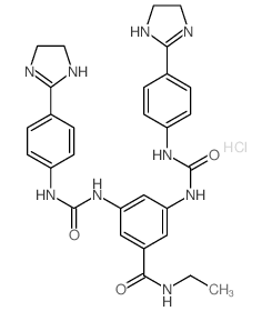 Benzamide,3,5-bis[[[[4-(4,5-dihydro-1H-imidazol-2-yl)phenyl]amino]carbonyl]amino]-N-ethyl-,hydrochloride (1:2)结构式