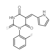 (5Z)-1-(2-fluorophenyl)-5-(1H-pyrrol-2-ylmethylidene)-2-sulfanylidene-1,3-diazinane-4,6-dione结构式