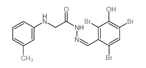 2-(3-methylanilino)-N-[(Z)-(2,4,6-tribromo-3-hydroxyphenyl)methylideneamino]acetamide结构式