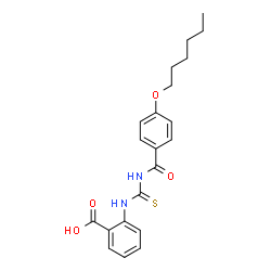 2-[[[[4-(HEXYLOXY)BENZOYL]AMINO]THIOXOMETHYL]AMINO]-BENZOIC ACID结构式