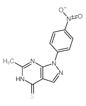 4H-Pyrazolo[3,4-d]pyrimidine-4-thione,1,5-dihydro-6-methyl-1-(4-nitrophenyl)- structure