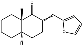 (4aR)-2-(2-Furanylmethylene)-3,4,4aα,5,6,7,8,8a-octahydro-8aβ-methylnaphthalen-1(2H)-one结构式