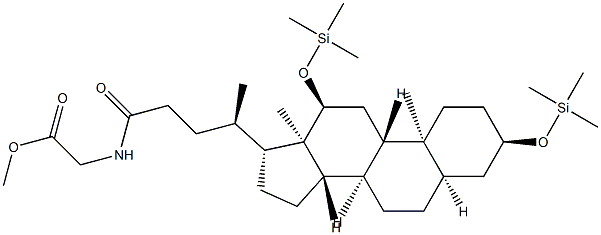 N-[24-Oxo-3α,12α-bis(trimethylsiloxy)-5β-cholan-24-yl]glycine methyl ester结构式