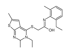 Acetamide, 2-[(5-ethyl-2,6-dimethylthieno[2,3-d]pyrimidin-4-yl)thio]-N-(2-ethyl-6-methylphenyl)- (9CI) picture