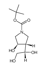 (3R,4S)-N-tert-butoxycarbonyl-4-[(1S)-1,2-dihydroxyethyl]-3-hydroxypyrrolidine结构式