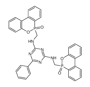 N,N'-Bis(6-oxo-6H-dibenz[c,e][1,2]oxaphosphorin-6-ylmethyl)-6-phenyl-1,3,5-triazine-2,4-diamine结构式