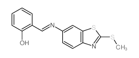 Phenol,2-[[[2-(methylthio)-6-benzothiazolyl]imino]methyl]- structure