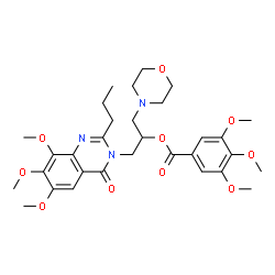 Benzoic acid,3,4,5-trimethoxy-,1-(4-morpholinylmethyl)-2-(6,7,8-trimethoxy-4-oxo-2-propyl-3(4H)-quinazolinyl)ethyl ester Structure