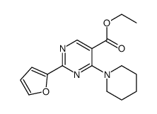 ethyl 2-(furan-2-yl)-4-piperidin-1-ylpyrimidine-5-carboxylate结构式