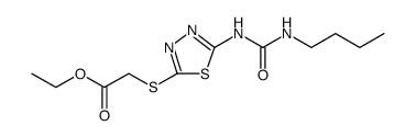 Acetic acid, 2-[[5-[[(butylamino)carbonyl]amino]-1,3,4-thiadiazol-2-yl]thio]-, ethyl ester结构式