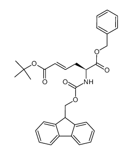 6-benzyl 1-(tert-butyl) (S)-5-((((9H-fluoren-9-yl)methoxy)carbonyl)amino)hex-2-enedioate Structure