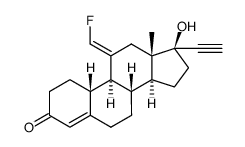 (11E)-fluoromethylene-17-hydroxy-19-nor-17α-pregn-4-en-20-yn-3-one结构式