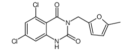 5,7-dichloro-3-(5-methyl-furan-2-ylmethyl)-1H-quinazoline-2,4-dione结构式
