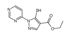 1H-PYRAZOLE-4-CARBOXYLIC ACID, 5-MERCAPTO-1-(4-PYRIMIDINYL)-, ETHYL ESTER结构式