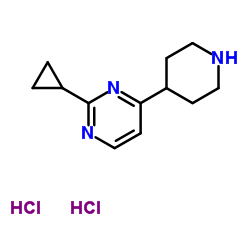 Pyrimidine, 2-cyclopropyl-4-(4-piperidinyl)-, hydrochloride (1:2)结构式