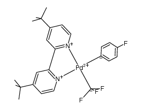 (4,4'-di-tert-butyl-2,2'-bipyridine)Pd(II)(p-FC6H4)(CF3)结构式