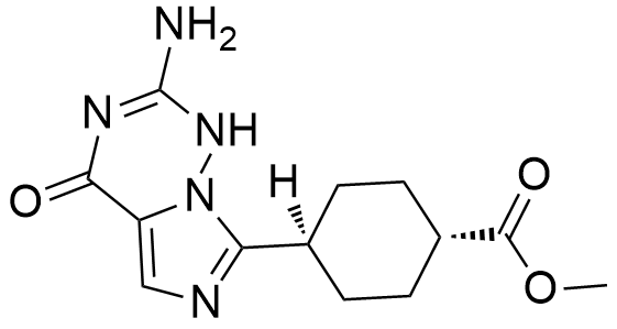 (1r,4r)-methyl 4-(2-amino-4-oxo-1,4-dihydroimidazo[5,1-f][1,2,4]triazin-7-yl)cyclohexanecarboxylate Structure